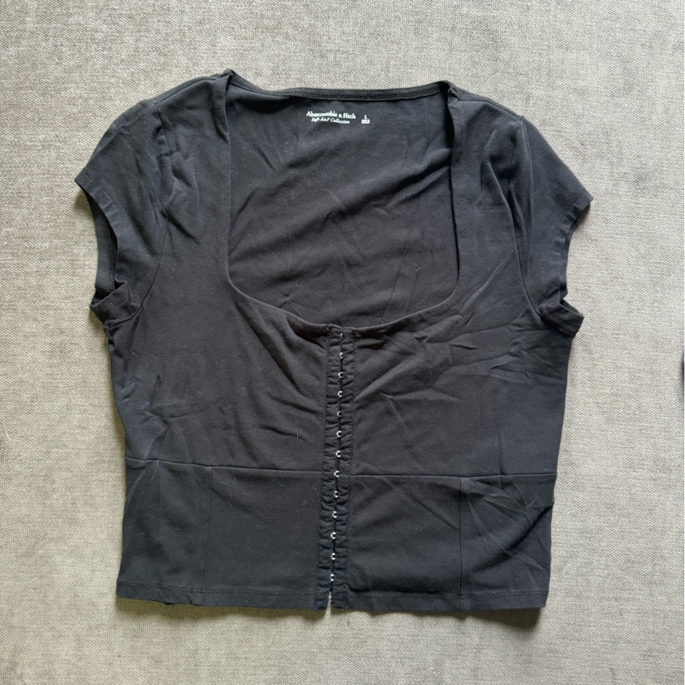 Abercrombie & Fitch Soft AF Collection White Crop Tee